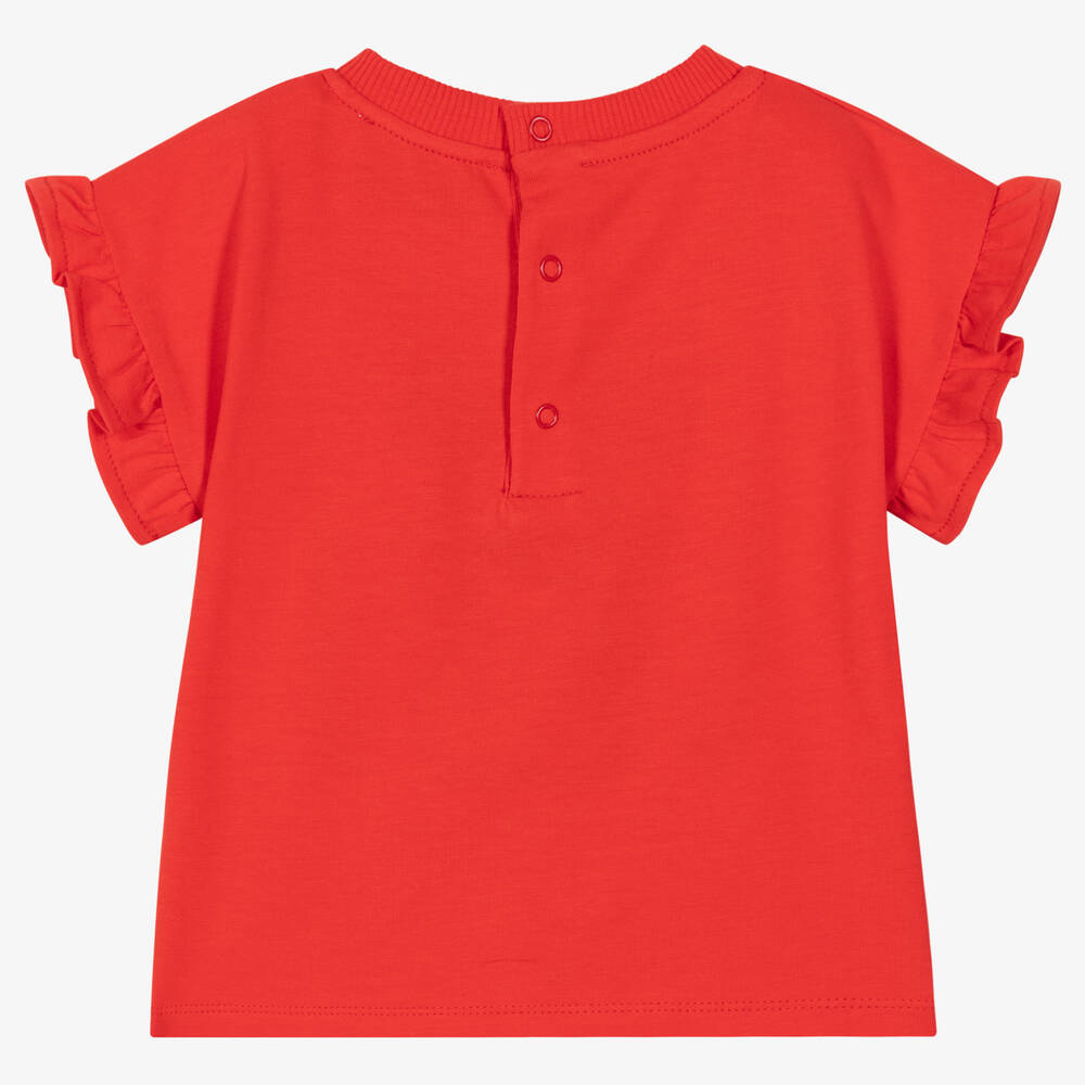 Moschino Baby Girls Red Sequin Flower T shirt Childrensalon Outlet