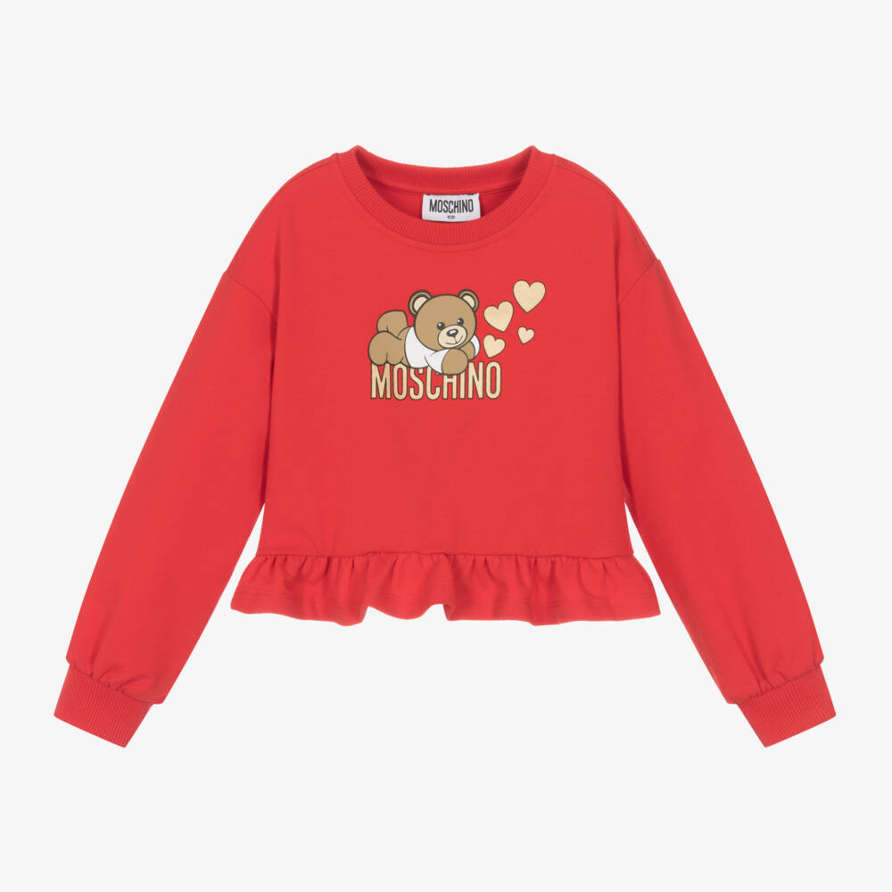 Moschino Kid-Teen-سويتشيرت تيدي بير قطن لون أحمر للبنات | Childrensalon Outlet