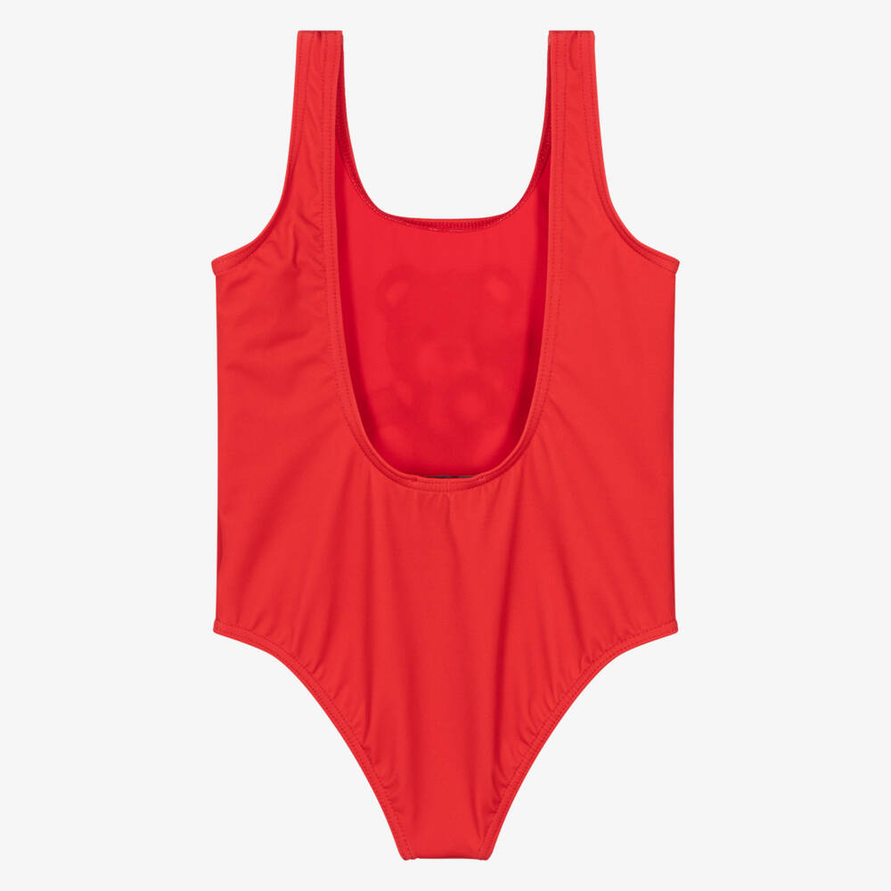 Moschino-Girls Red Teddy Bear Swimsuit | Childrensalon Outlet