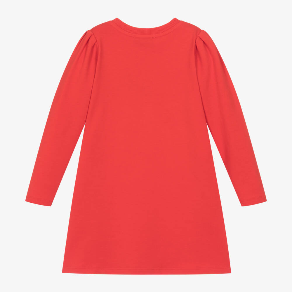 Moschino Кид-Тин-Красное хлопковое платье Teddy Bear для девочек | Childrensalon Outlet