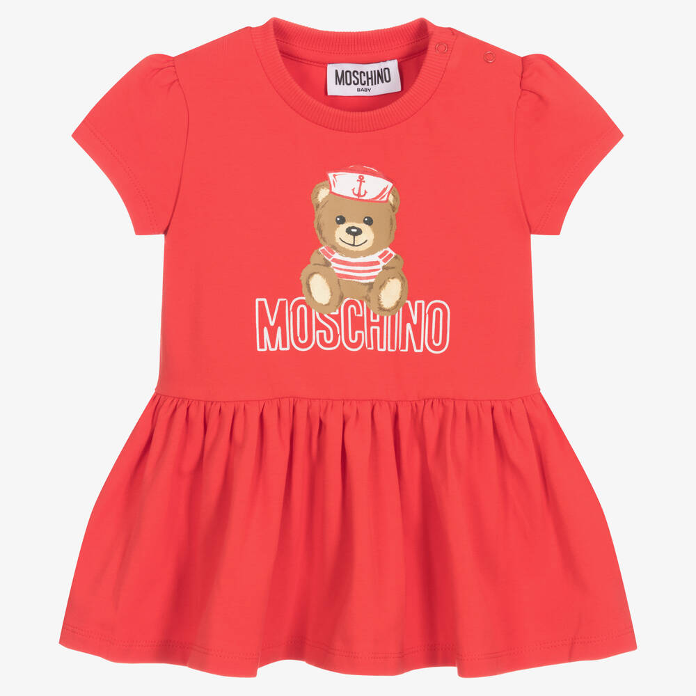 Moschino Baby - Robe rouge en jersey nounours fille | Childrensalon