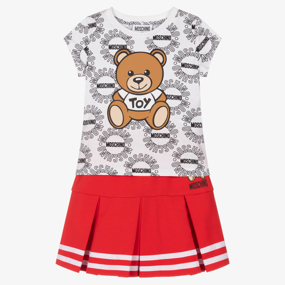 Moschino Kid-Teen - Ens. jupe rouge Nounours Fille | Childrensalon