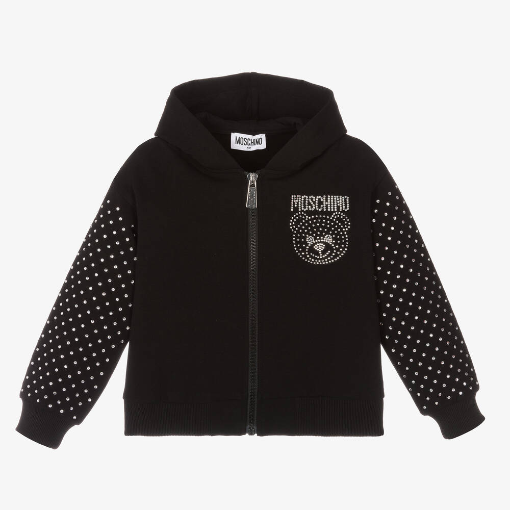 Moschino Kid-Teen - Girls Rhinestone Zip-Up Hoodie | Childrensalon