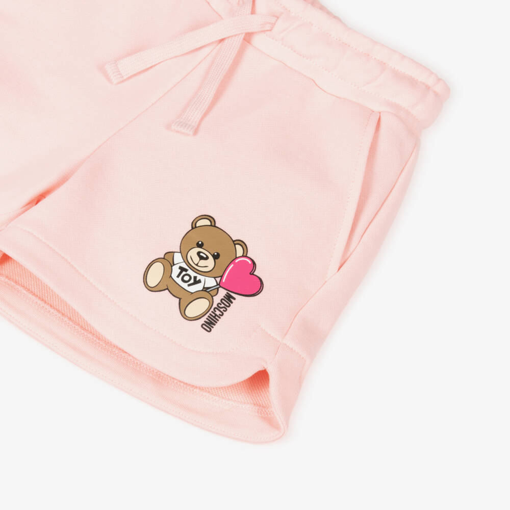 Moschino-شورت بناتي وردي محبوك بعناق الدب | Childrensalon Outlet