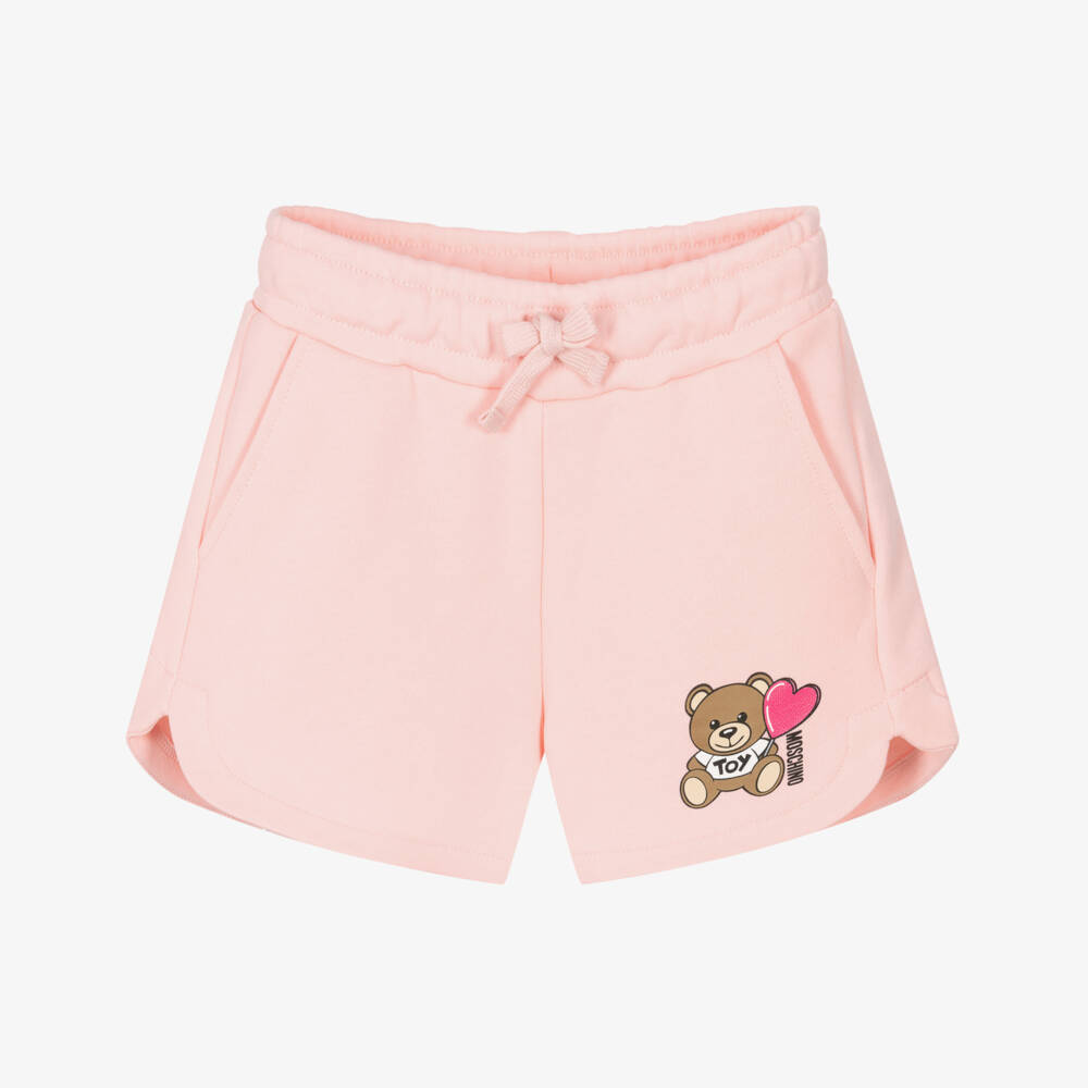 Moschino-شورت بناتي وردي محبوك بعناق الدب | Childrensalon Outlet