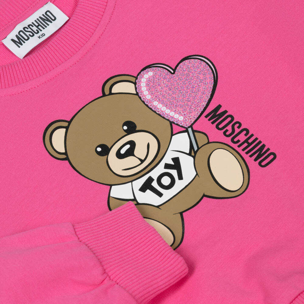 Moschino-بلوفر دافئ للبنات بتصميم دب وردي | Childrensalon Outlet
