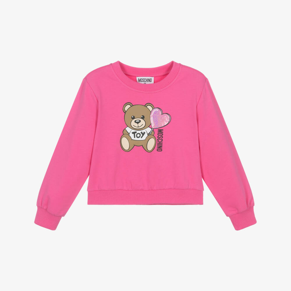 Moschino-بلوفر دافئ للبنات بتصميم دب وردي | Childrensalon Outlet