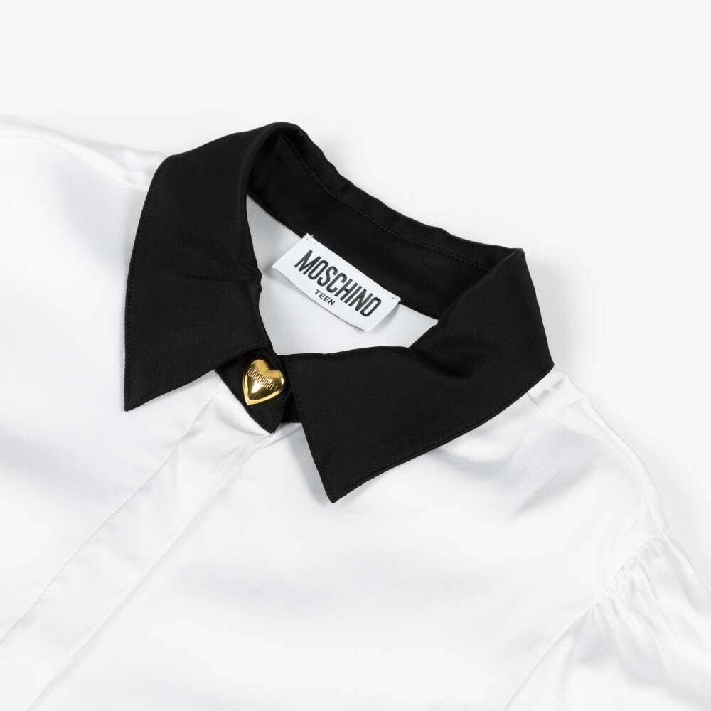 موسكينو Kid-Teen-بلوزة ساتان وفسكوز لون أبيض للبنات | Childrensalon Outlet