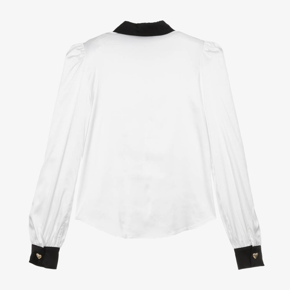 موسكينو Kid-Teen-بلوزة ساتان وفسكوز لون أبيض للبنات | Childrensalon Outlet