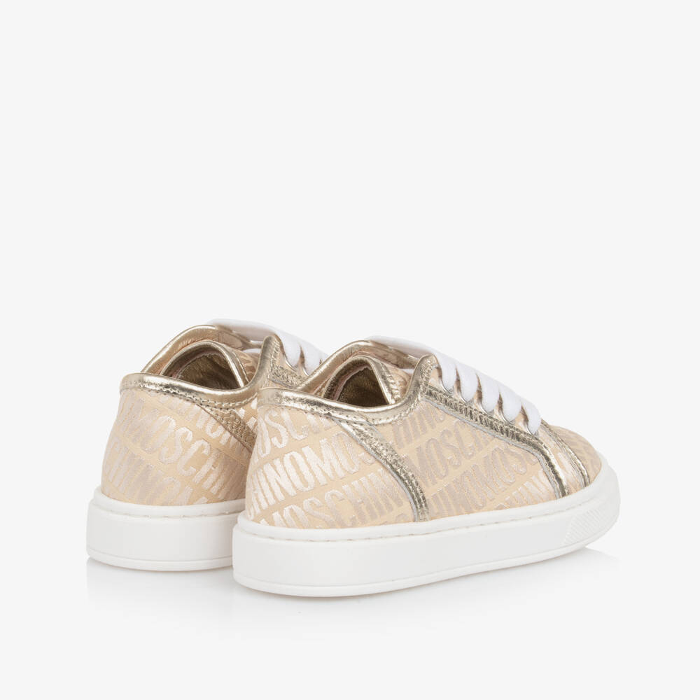 Moschino-Girls Shimmering Logo Pattern Sneakers | Childrensalon Outlet