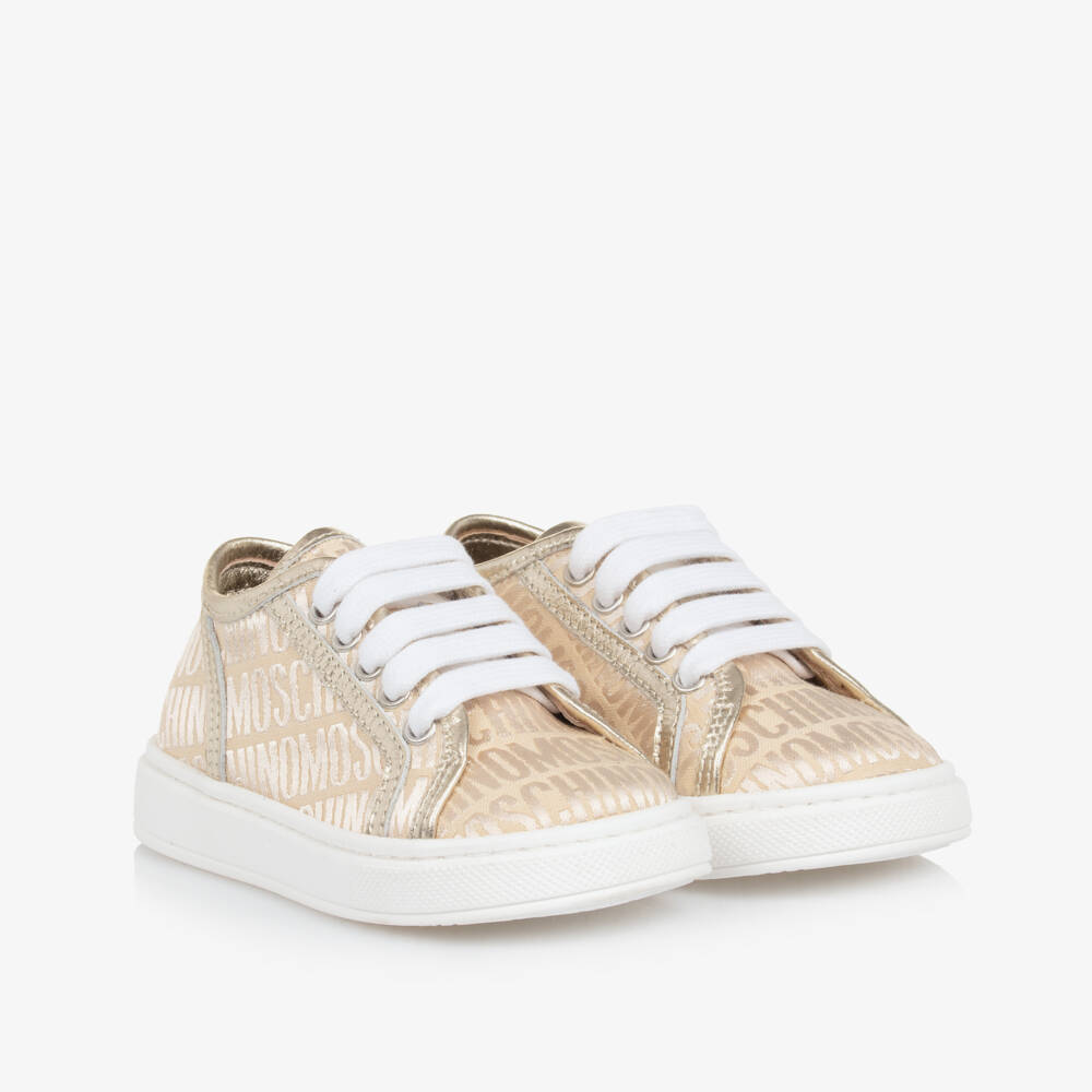 Moschino-Girls Shimmering Logo Pattern Sneakers | Childrensalon Outlet