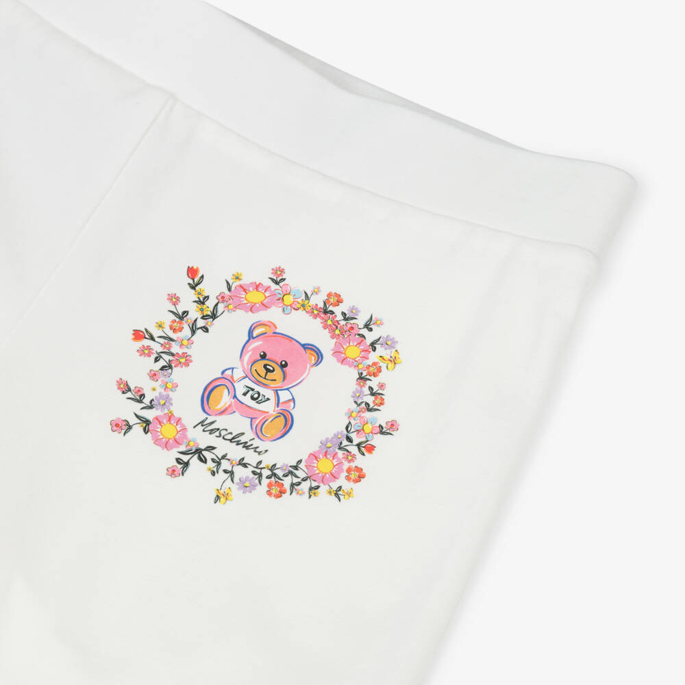 Moschino-Girls Soft Ivory Jersey Leggings | Childrensalon Outlet