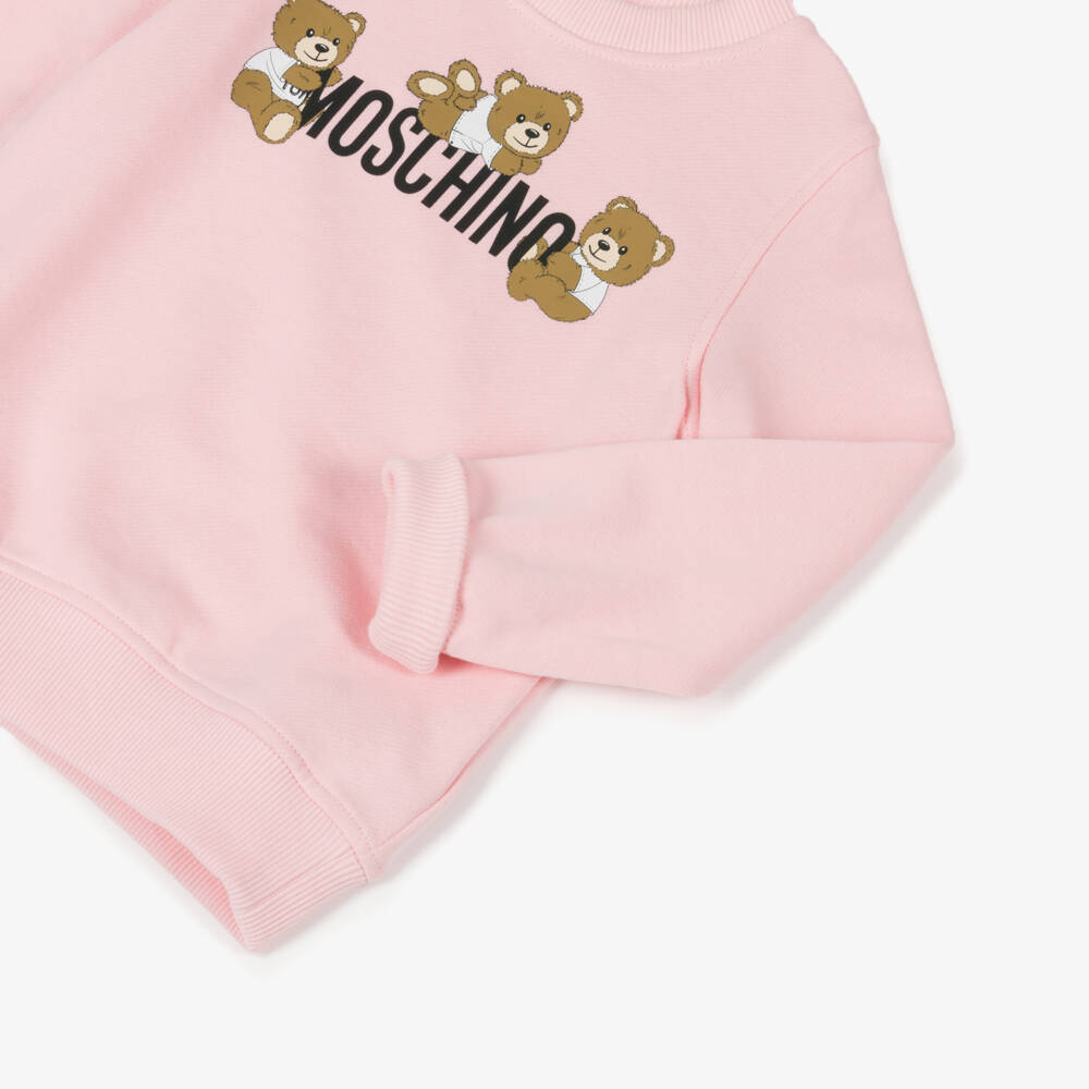 Moschino-Girls' Soft Pink Bear Jersey Top | Childrensalon Outlet