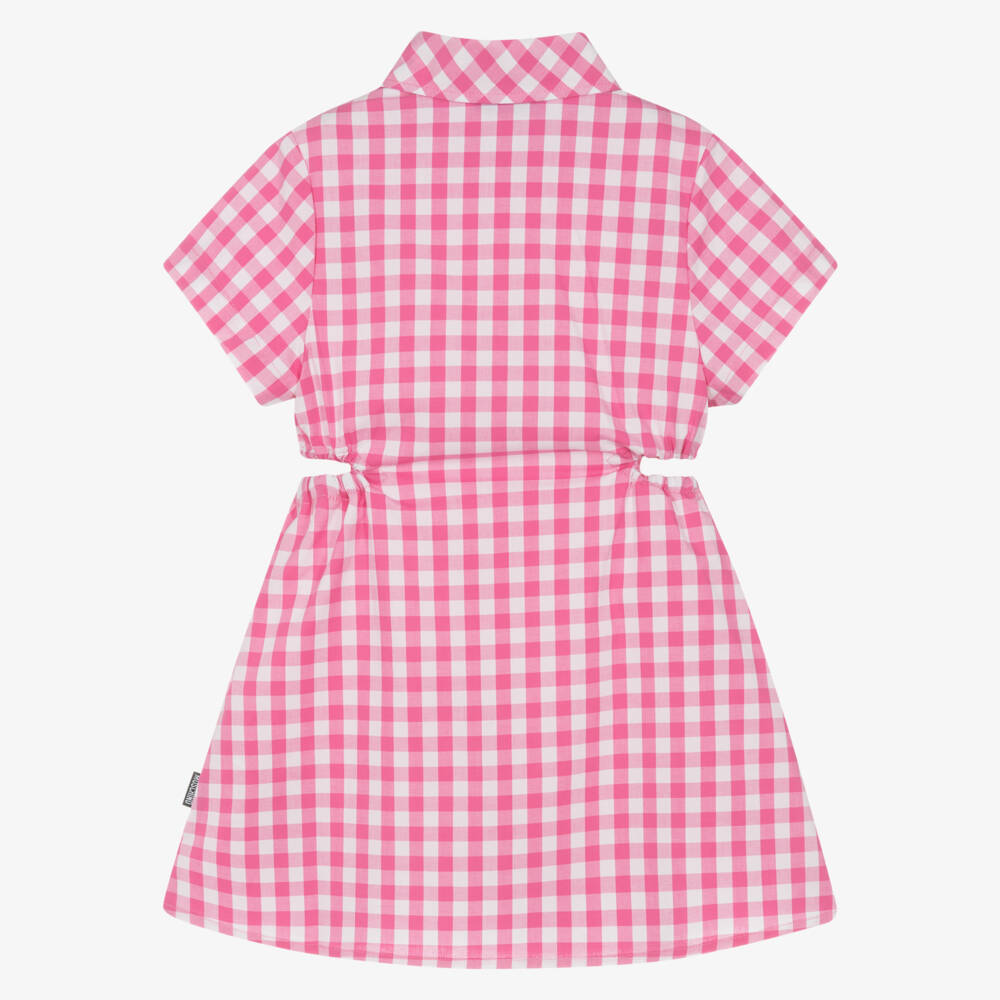 Moschino-Girls Soft Pink Checkered Dress | Childrensalon Outlet