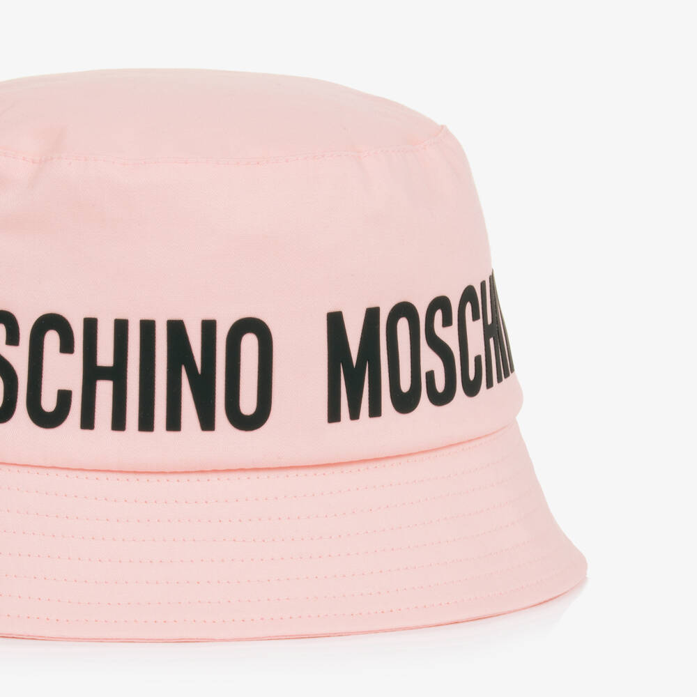 Moschino-Girls Soft Pink Cotton Bucket Hat | Childrensalon Outlet