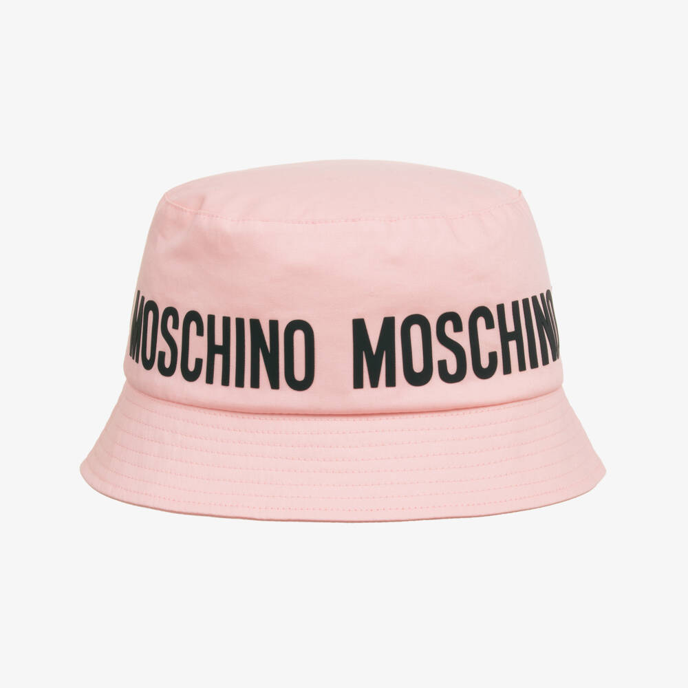 Moschino-Girls Soft Pink Cotton Bucket Hat | Childrensalon Outlet