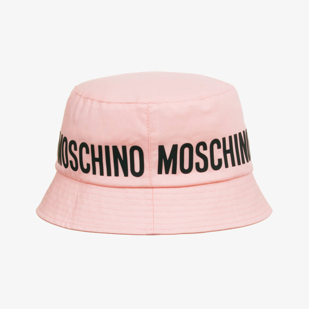 Moschino-Girls Soft Pink Cotton Bucket Hat | Childrensalon Outlet