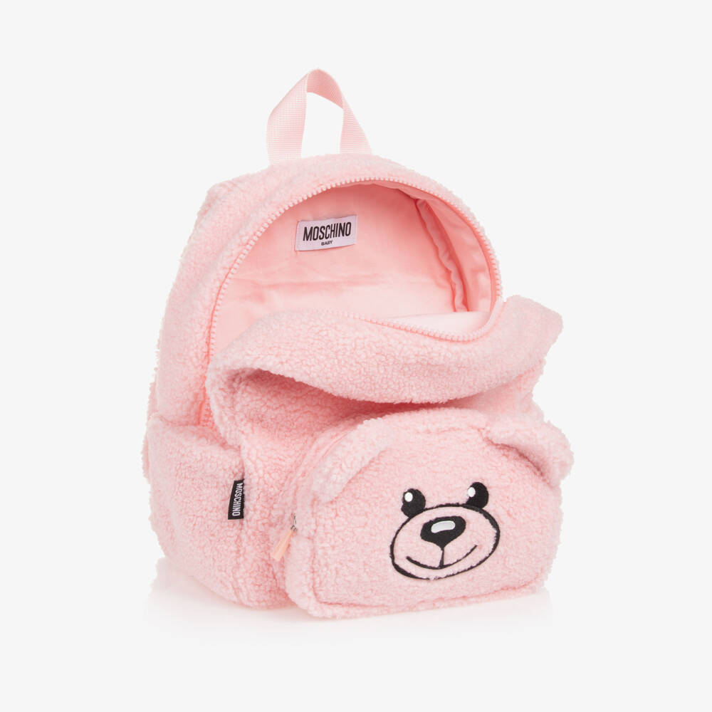 Moschino Baby-Girls Soft Pink Teddy Backpack | Childrensalon Outlet