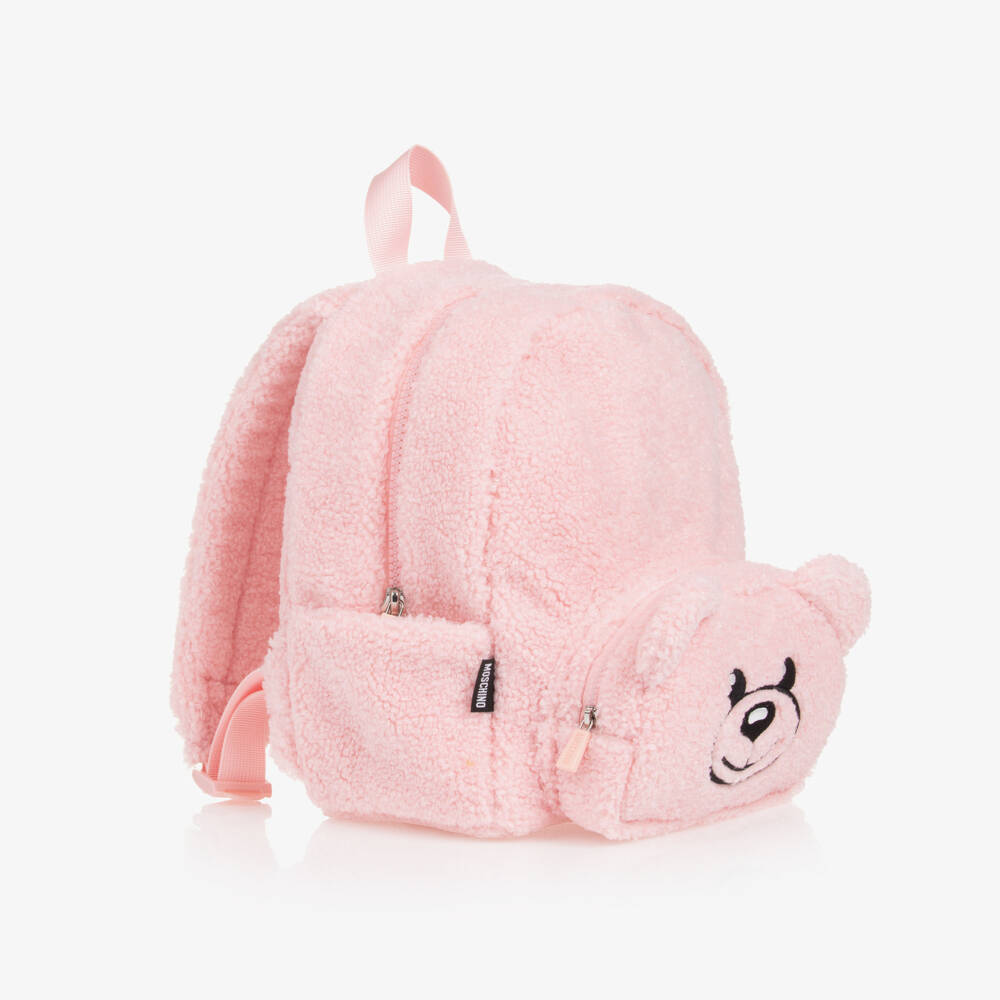 Moschino Baby-Girls Soft Pink Teddy Backpack | Childrensalon Outlet