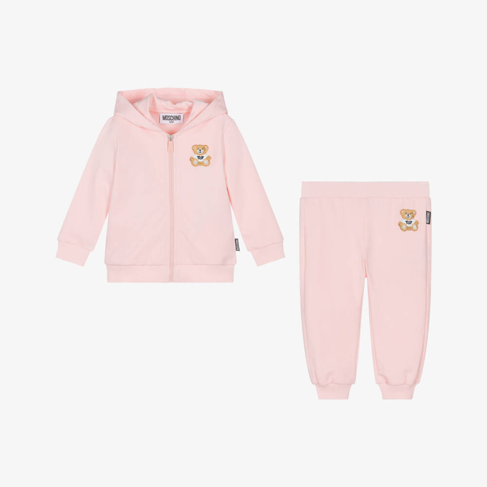 Moschino-Мягкий розовый комплект с худи для девочек | Childrensalon Outlet