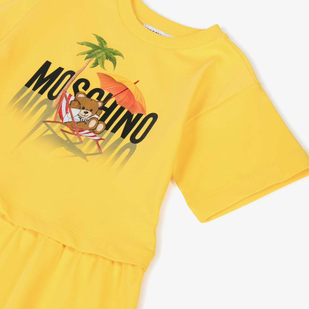 Moschino-Girls Sunlit Cotton Logo Dress | Childrensalon Outlet