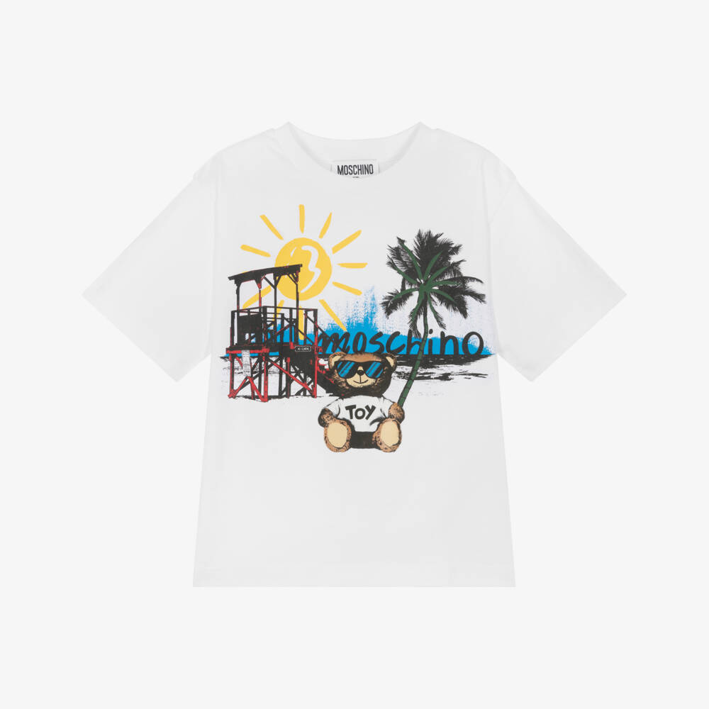 Moschino-تي شيرت قطن بنقشة نخيل مشمس للبنات | Childrensalon Outlet