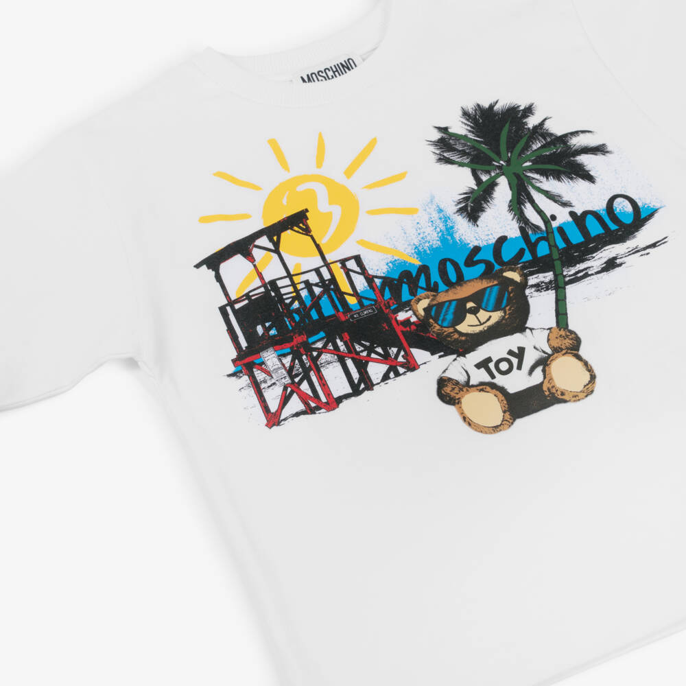 Moschino-Girls Sunny Palm Cotton Tee | Childrensalon Outlet
