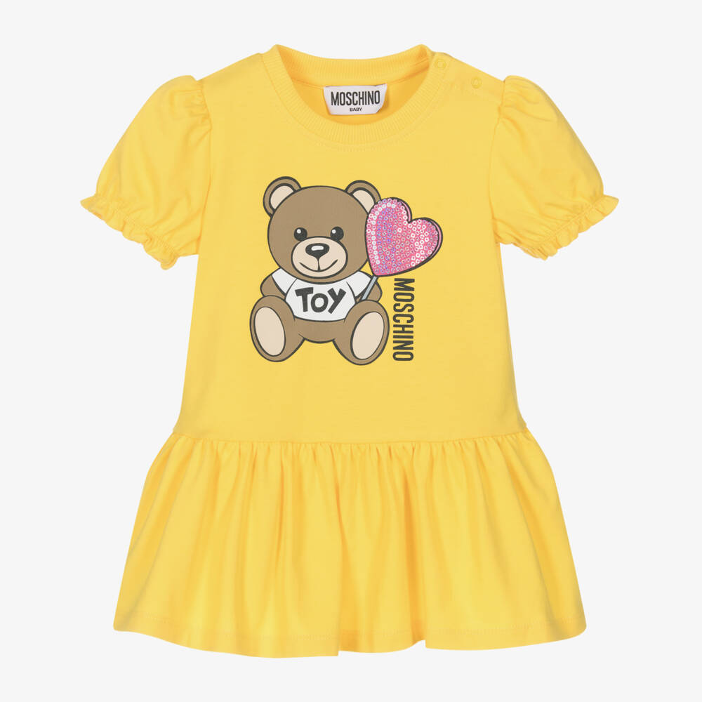 Moschino-فستان قطن بناتي بتصميم دمية الشمس | Childrensalon Outlet