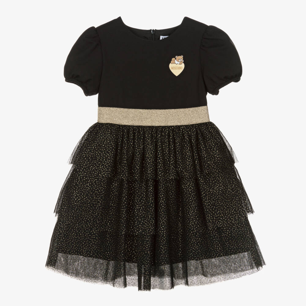 Moschino Kid-Teen-Girls Tulle Dress with Gold Accents | Childrensalon Outlet