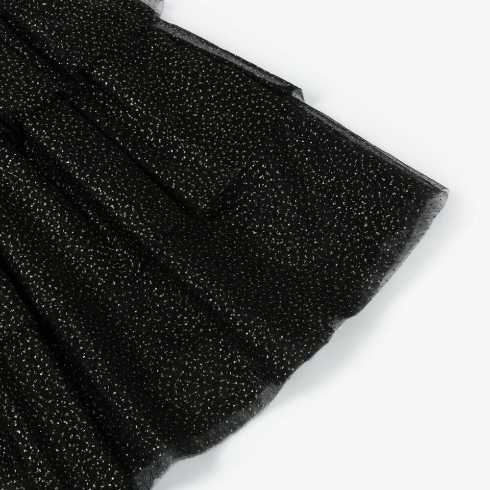 Moschino Kid-Teen-فستان تول بكشكش لون أسود وذهبي للبنات | Childrensalon Outlet