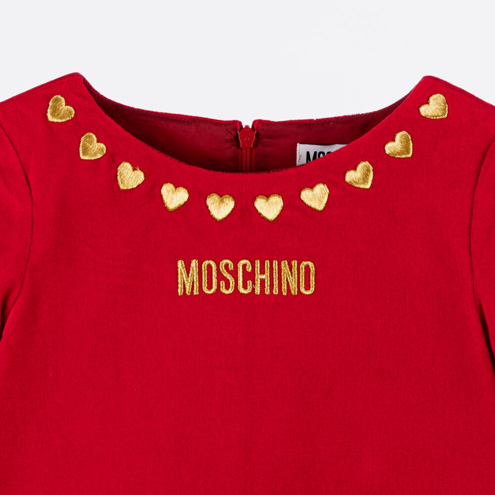 Moschino Kid-Teen-Girls Velvet Dress with Hearts | Childrensalon Outlet