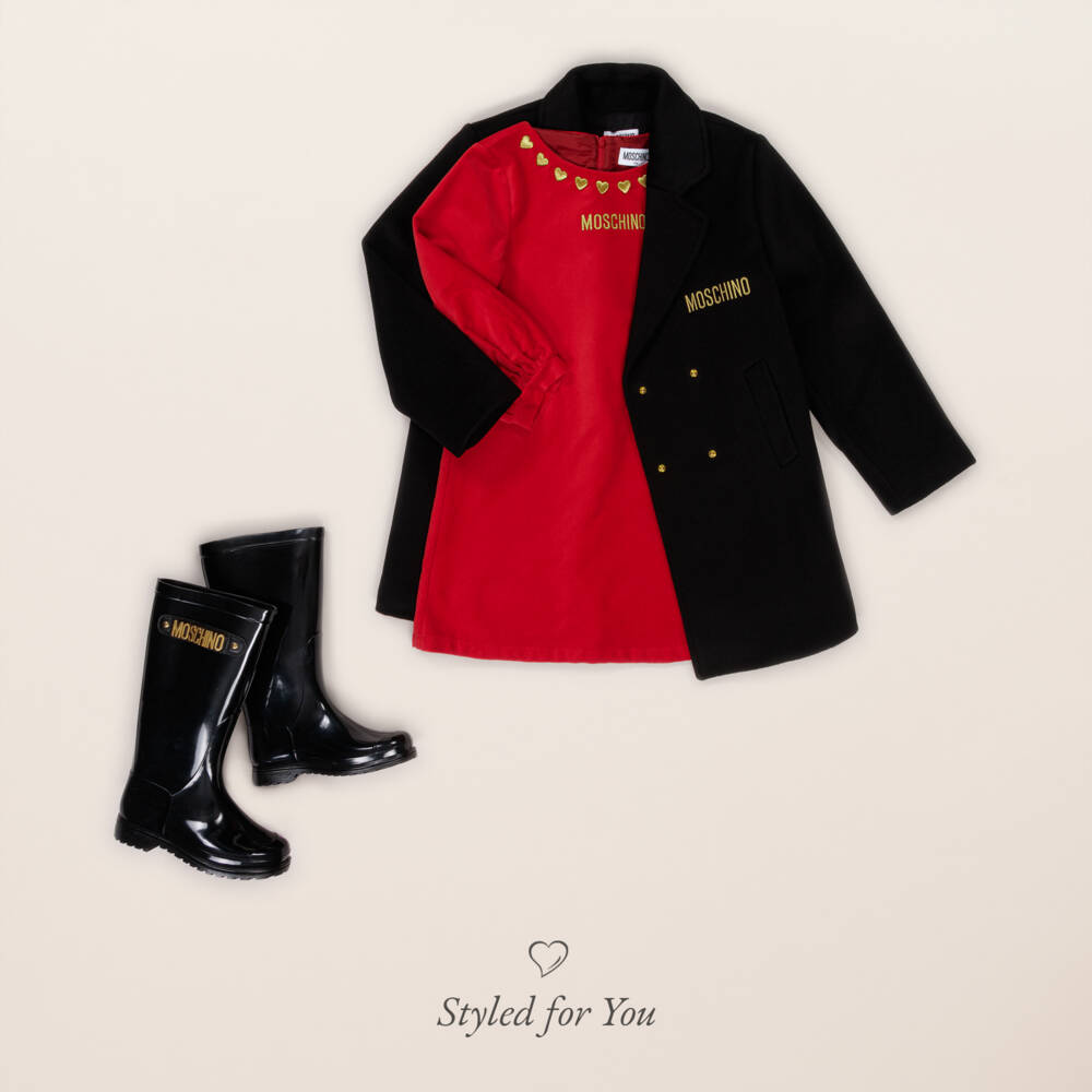 Moschino Kid-Teen-Girls Velvet Dress with Hearts | Childrensalon Outlet