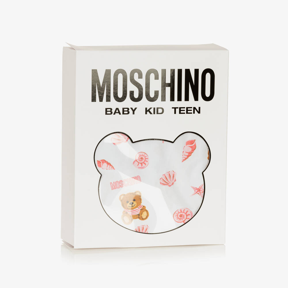 Moschino Малыши-Белый комбинезон и шапочка с медвежатами | Childrensalon Outlet