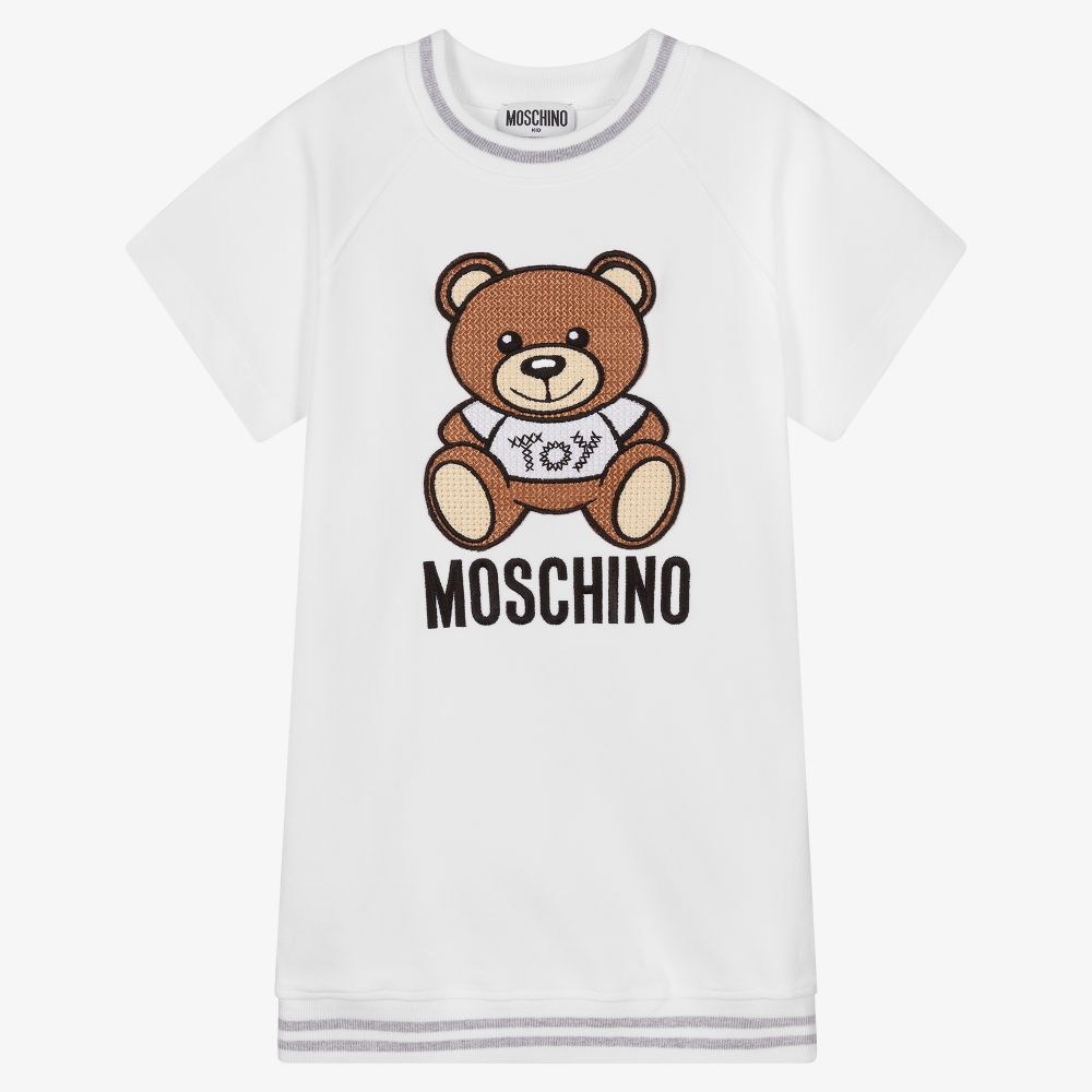 Moschino Kid-Teen - فستان قطن بيكيه لون أبيض | Childrensalon