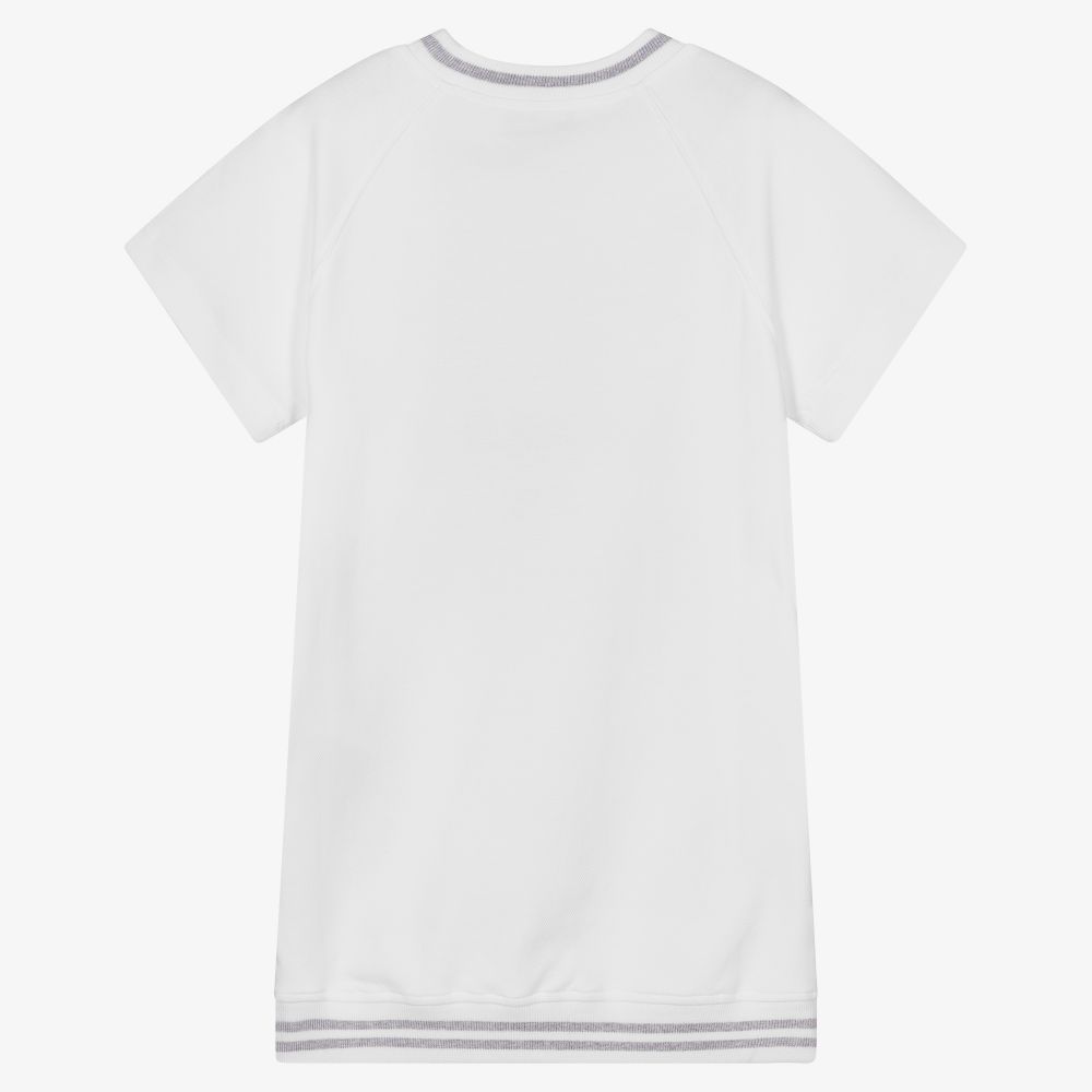 Moschino Кид-Тин-Белое хлопковое платье для девочек | Childrensalon Outlet