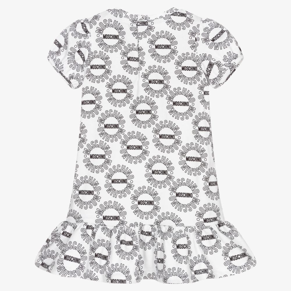 割引クーポン - Baby Moschino Girls Dress Logo Cotton White スカート