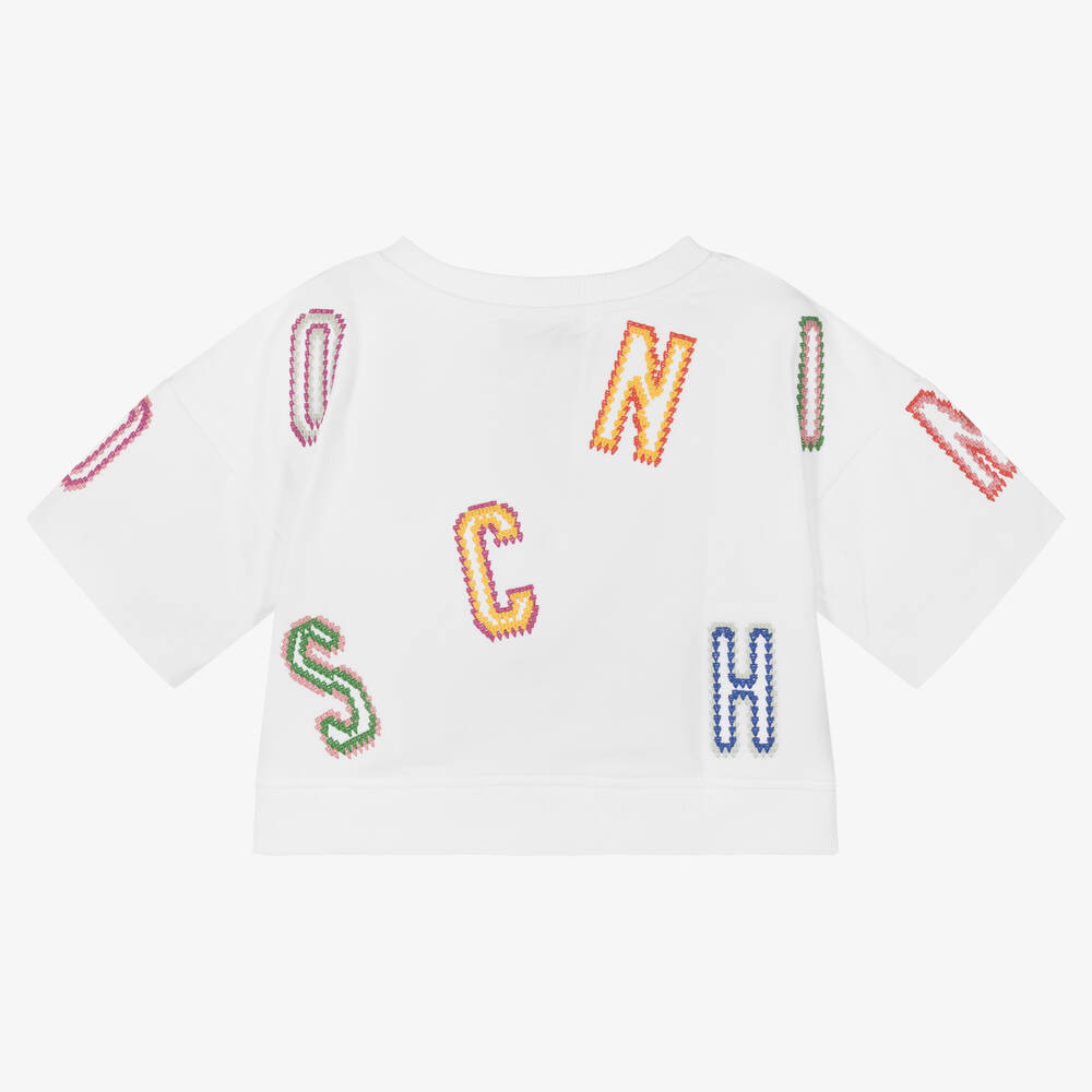 Moschino Kid-Teen-Girls White Cotton Logo T-Shirt | Childrensalon Outlet