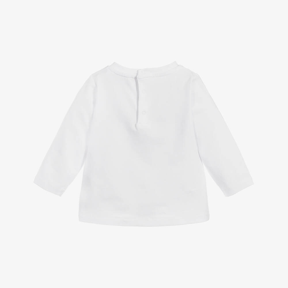 Moschino Baby-Girls White Cotton Logo Top | Childrensalon Outlet