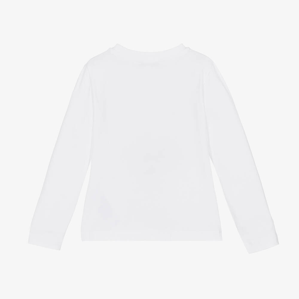 Moschino Кид-Тин-Girls White Cotton Logo Top | Childrensalon Outlet