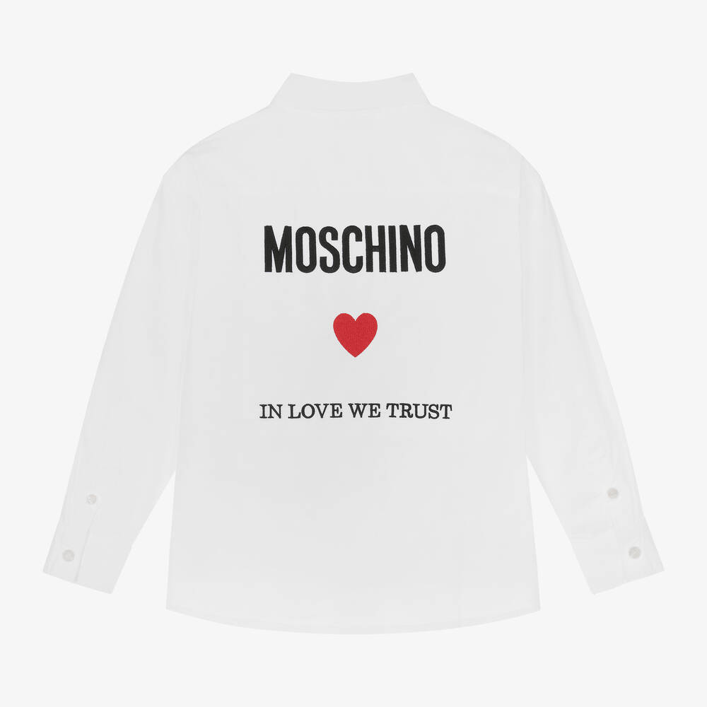 موسكينو Kid-Teen-قميص قطن بوبلين لون أبيض للبنات | Childrensalon Outlet