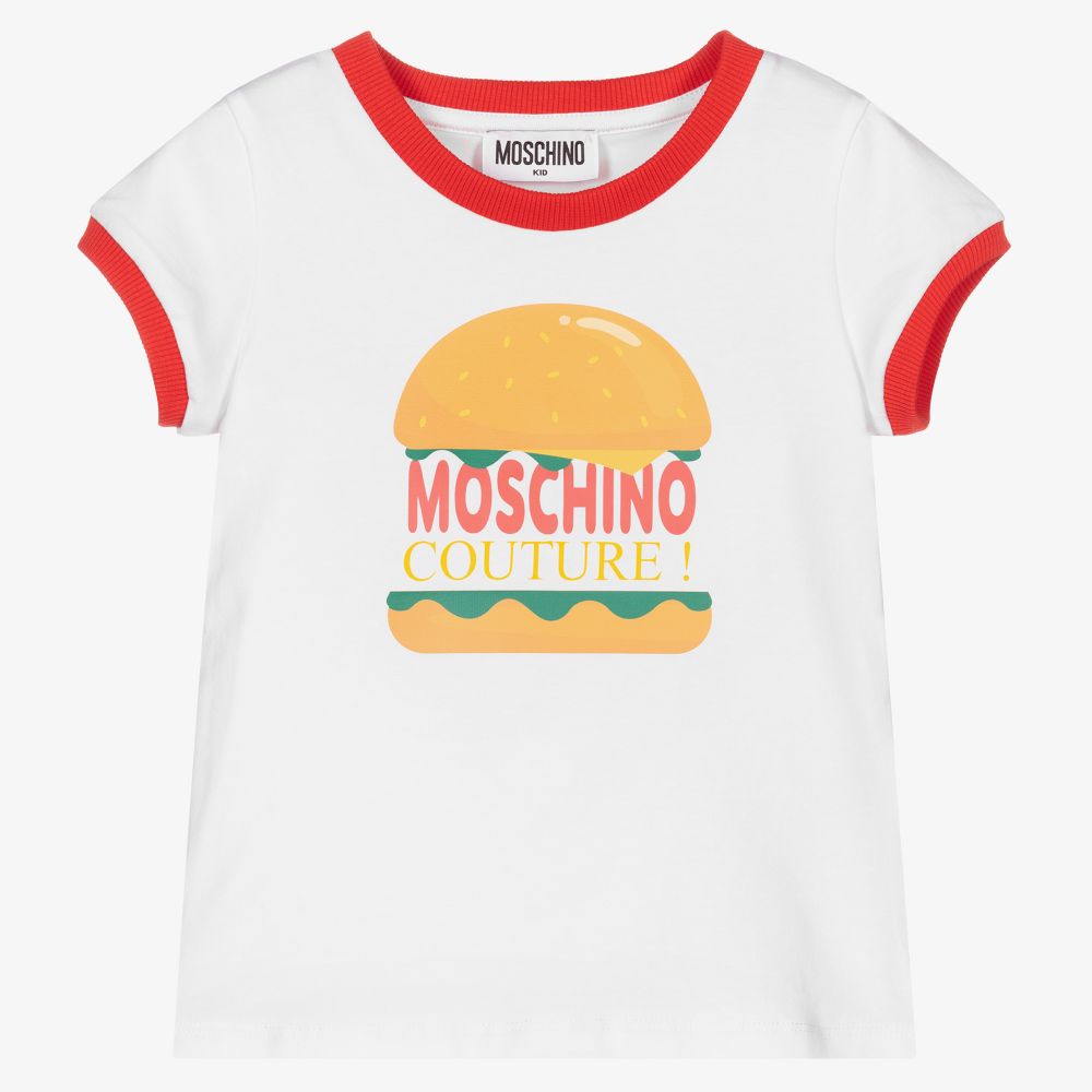 Moschino Kid-Teen - Белая хлопковая футболка для девочек | Childrensalon