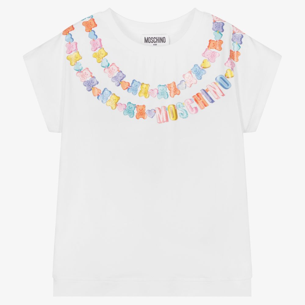 Moschino Kid-Teen - T-shirt blanc en coton Fille | Childrensalon