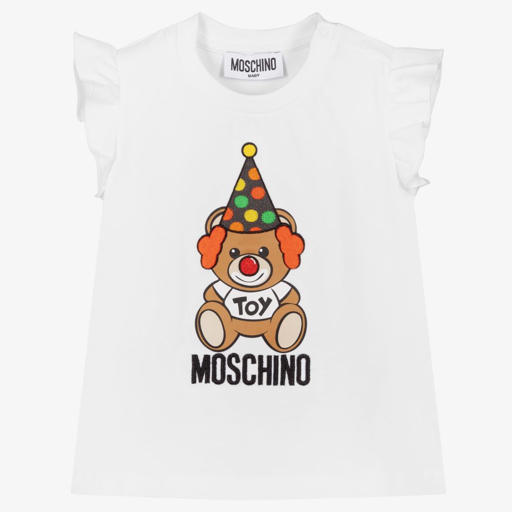 Moschino Baby - Белая хлопковая футболка для девочек | Childrensalon