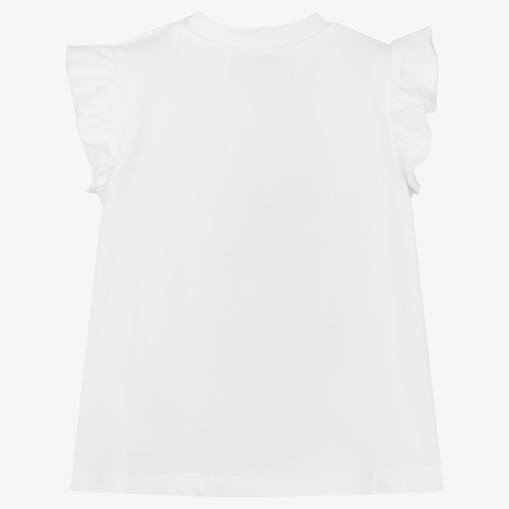 Moschino Малыши-Белая хлопковая футболка для девочек | Childrensalon Outlet