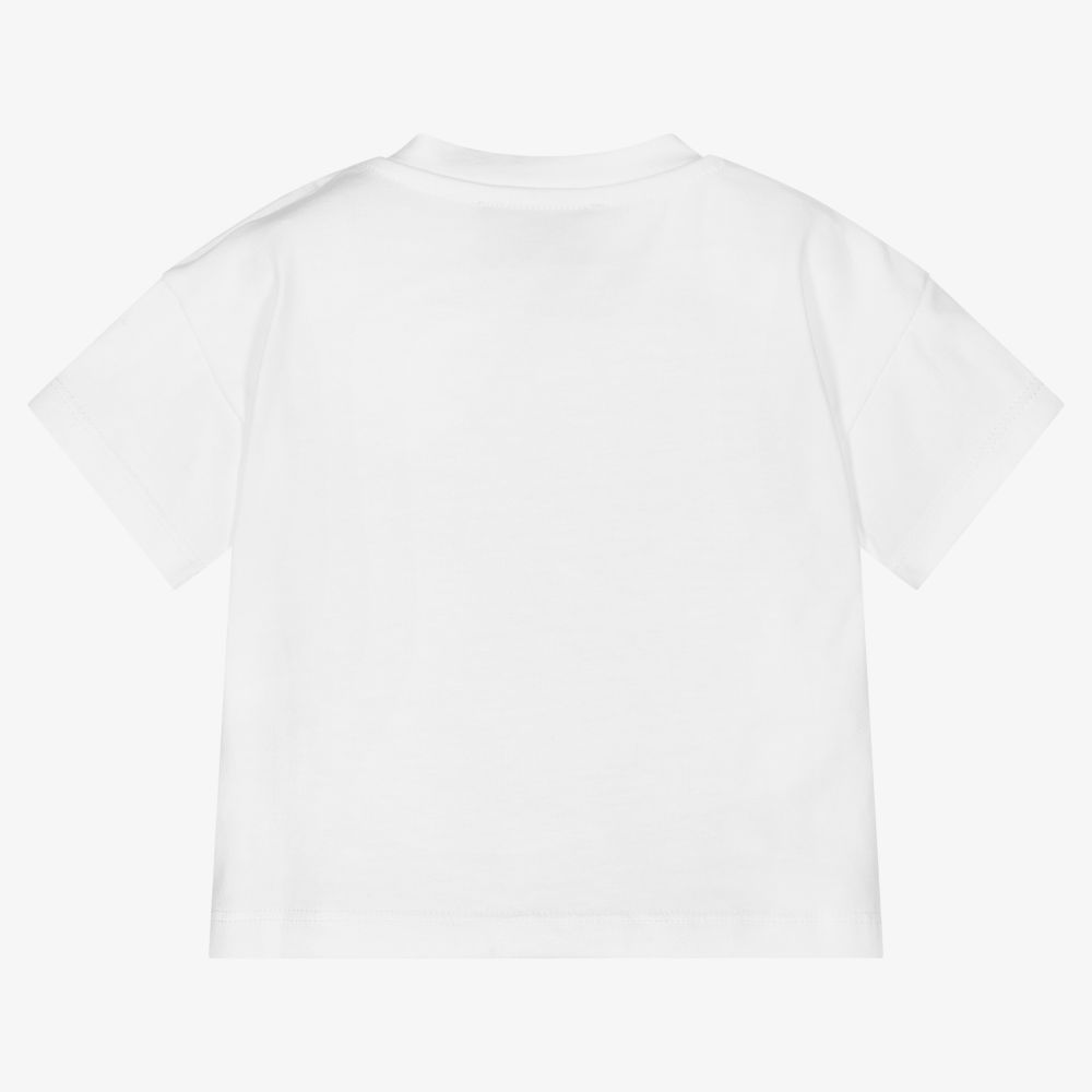 Moschino Малыши-Белая хлопковая футболка для девочек | Childrensalon Outlet