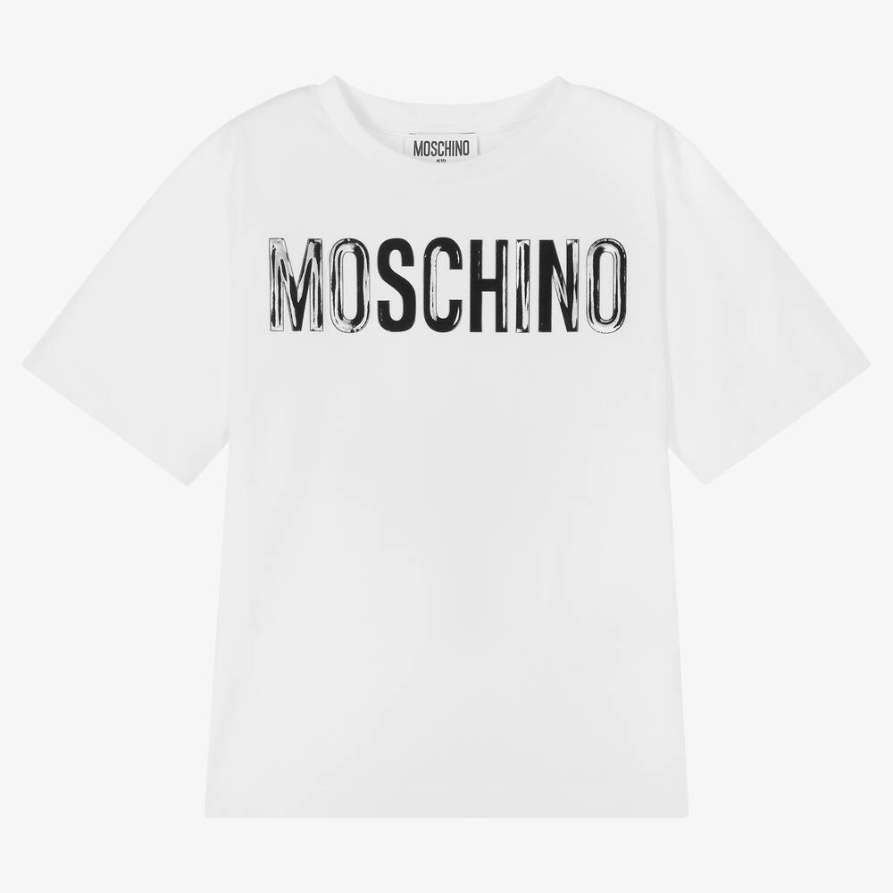 Moschino Kid-Teen - Girls White Cotton T-Shirt | Childrensalon