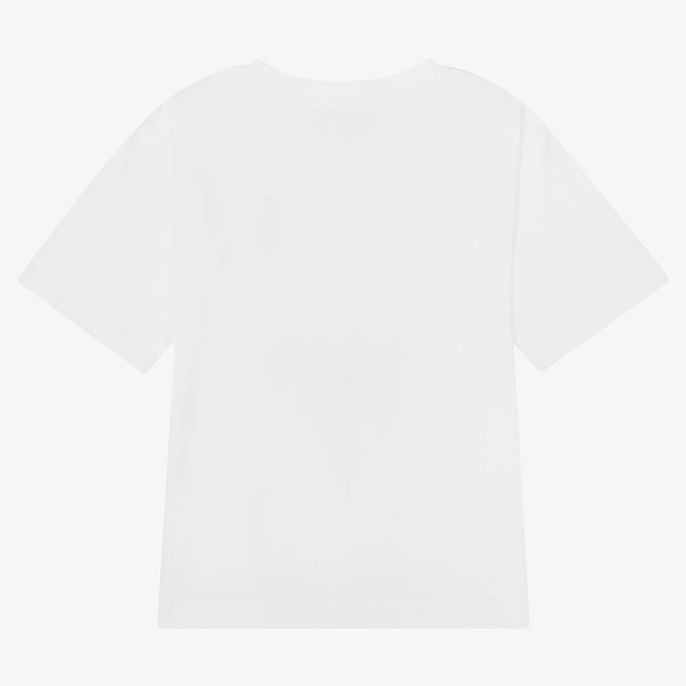 Moschino Кид-Тин-Белая хлопковая футболка для девочек | Childrensalon Outlet