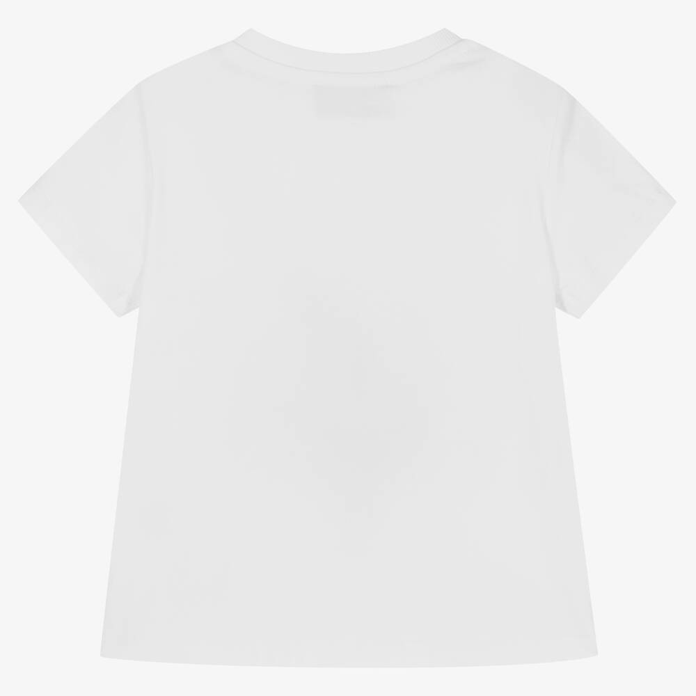 Moschino Baby-Girls White Cotton T-Shirt | Childrensalon Outlet