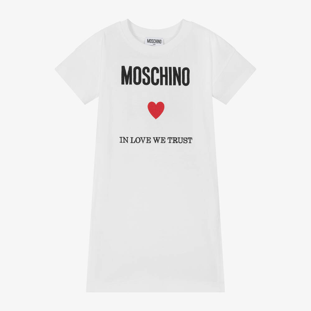 Girls White Cotton T Shirt Dress