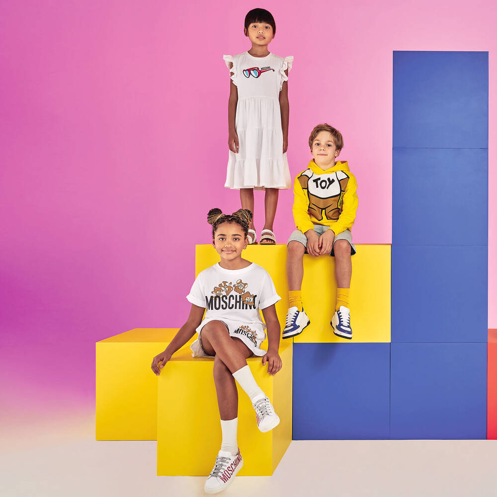 Moschino Kid-Teen-Girls White Cotton Teddy Bear Shorts | Childrensalon Outlet